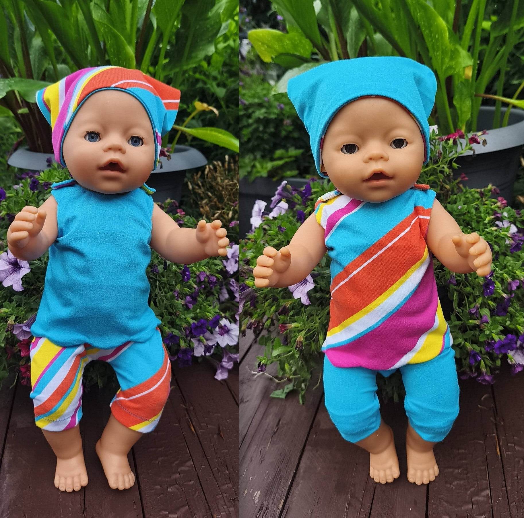 Stickdatei Puppenkleidung für Baby Puppe ca. 43cm Sommer Set 2553 - Sewando