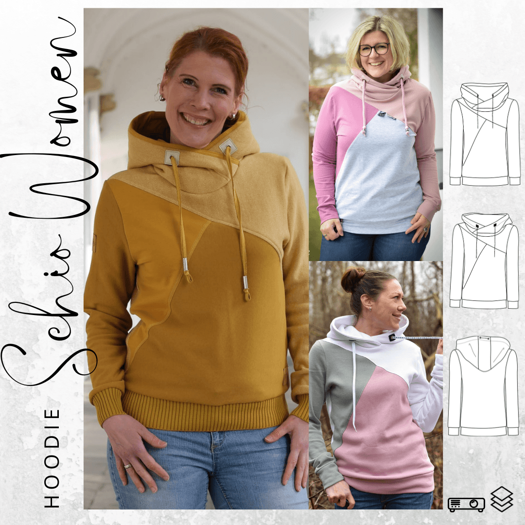 Schnittmuster Hoodie SCHIO Women Gr. XS-XXXL : - Sewando