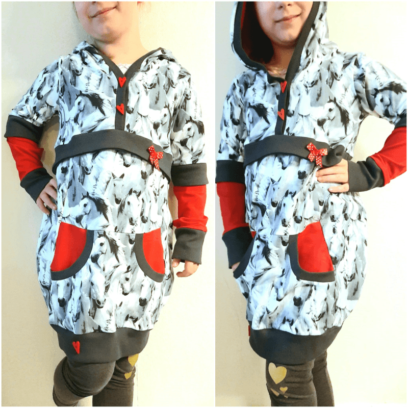 Schnittmuster Hoodie Kleid Brooke Gr. 80 bis 152 - Sewando