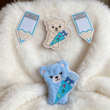 Stickdatei Teddy mit Schultüte und Bunstift, Wimpel Winpelkette Set 26109