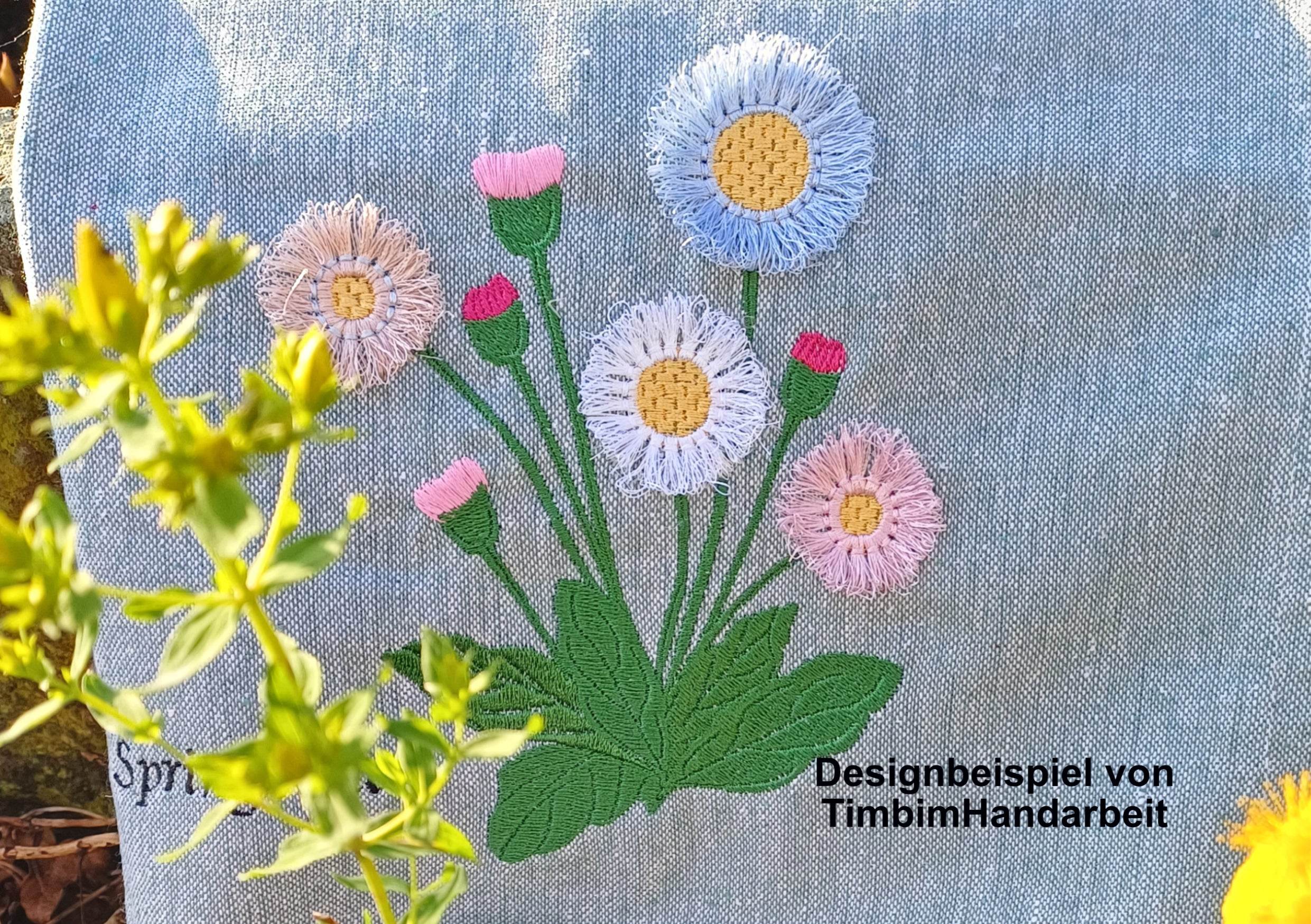 Stickdatei Gänseblümchen Fransen, Daisy, Rahmen 13x18 cm (4.94 x 6.11'') - Sewando