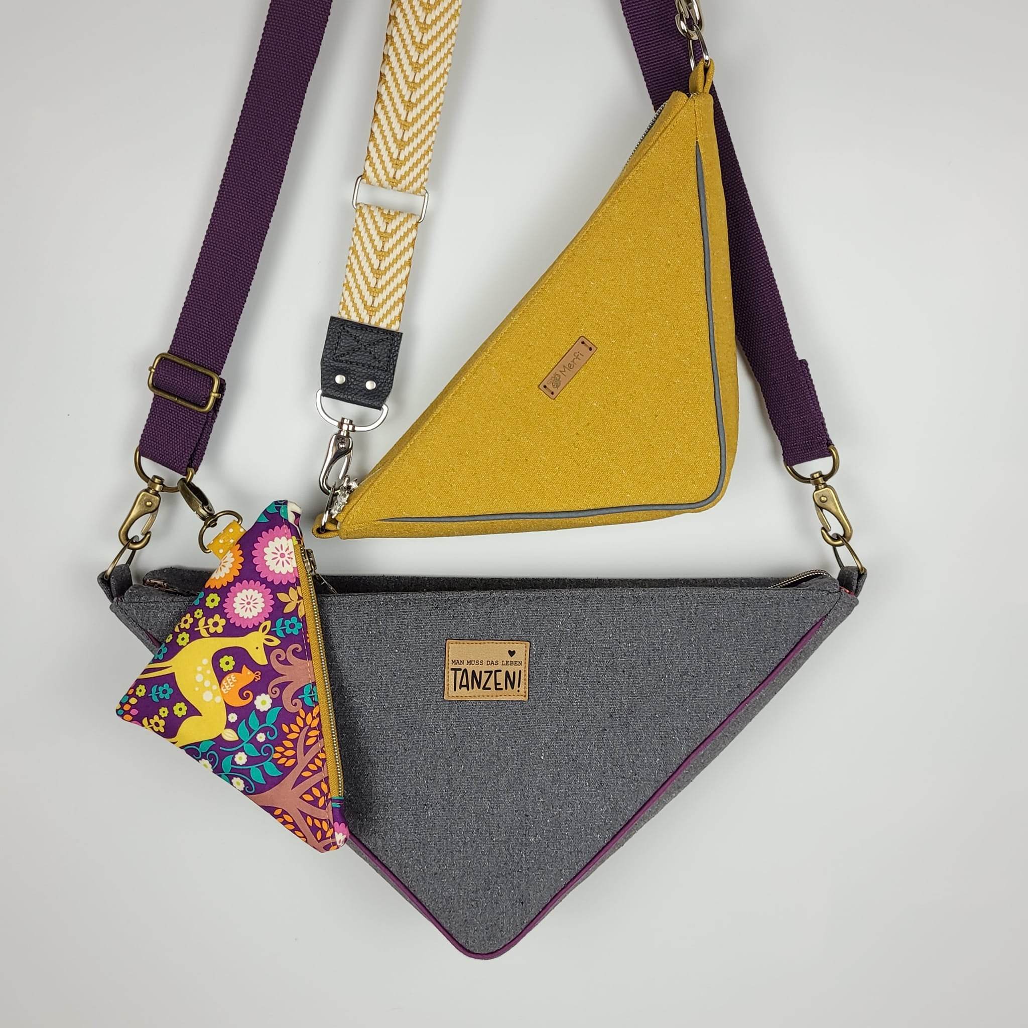 ohSalli Mini-Midi-Big * Taschen - Schnittmuster - Kombi-eBook * Crossbodybag - Dreiecktasche in 3 Größen - Sewando