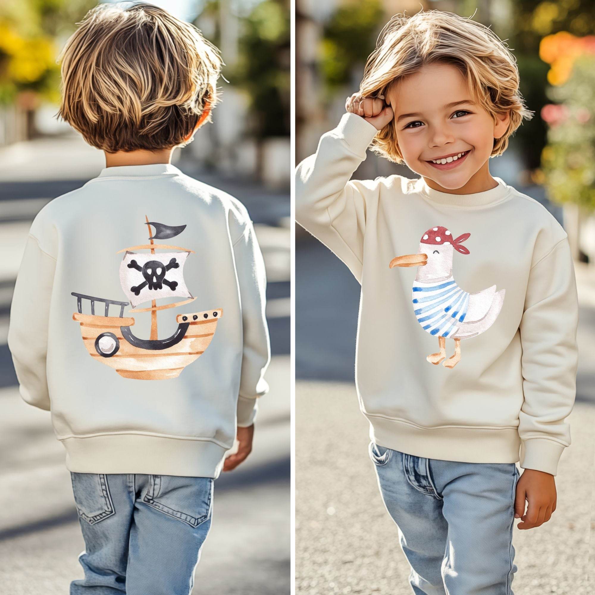 Piraten-Designs für kleine Seeräuber – 4 süße PNG-Dateien für Shirts, Karten & mehr - Sewando
