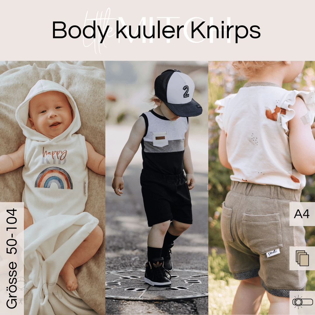 ärmelloser Body kuuler Knirps Schnittmuster Gr. 50-104 - Sewando