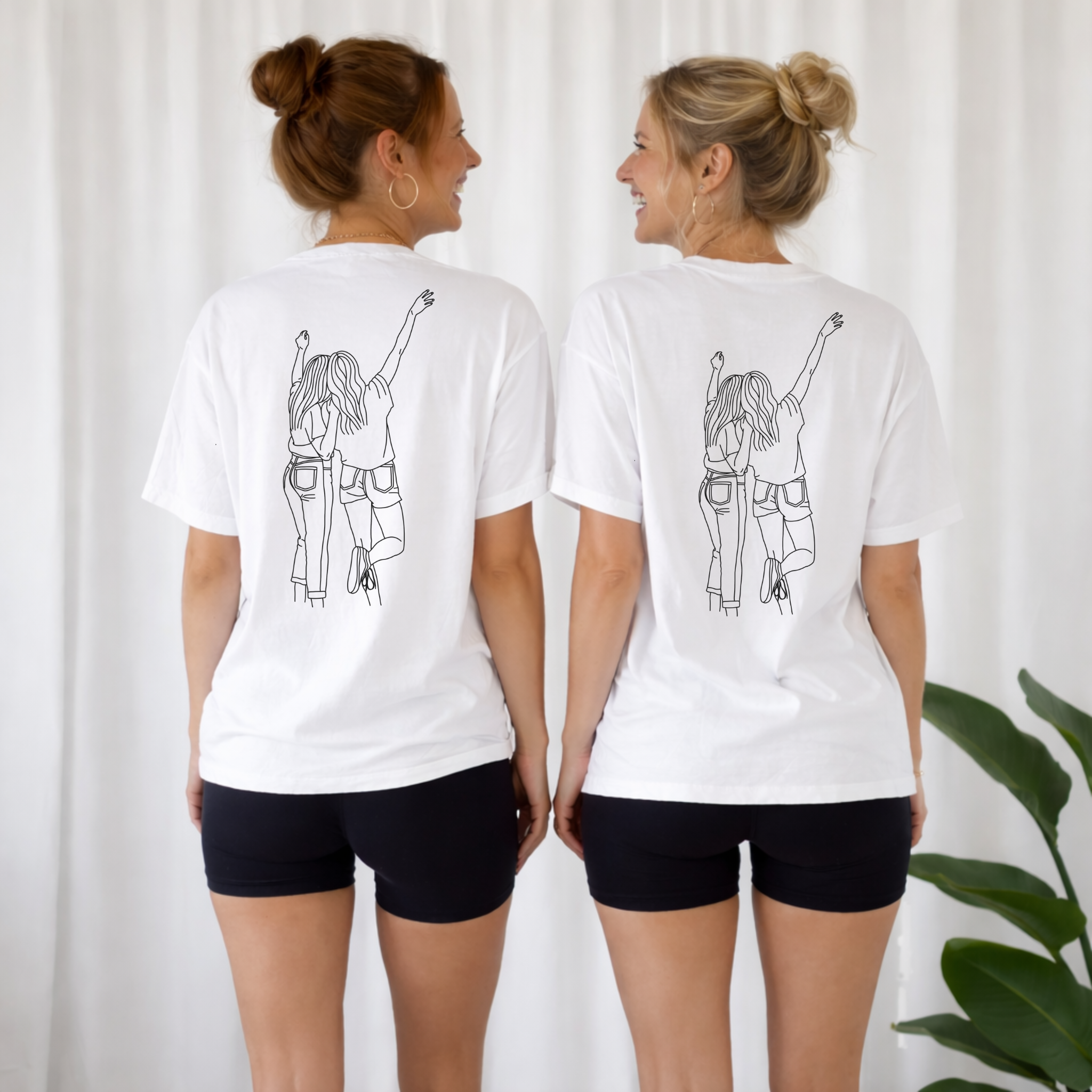 Digitale Plotterdatei „The Best Memories Come From Bad Ideas Done with Best Friends“ – Line Art Design mit zwei Mädels, die sich umarmen. Ideal für Freundschaftsgeschenke und DIY-Projekte für Freundinnen.