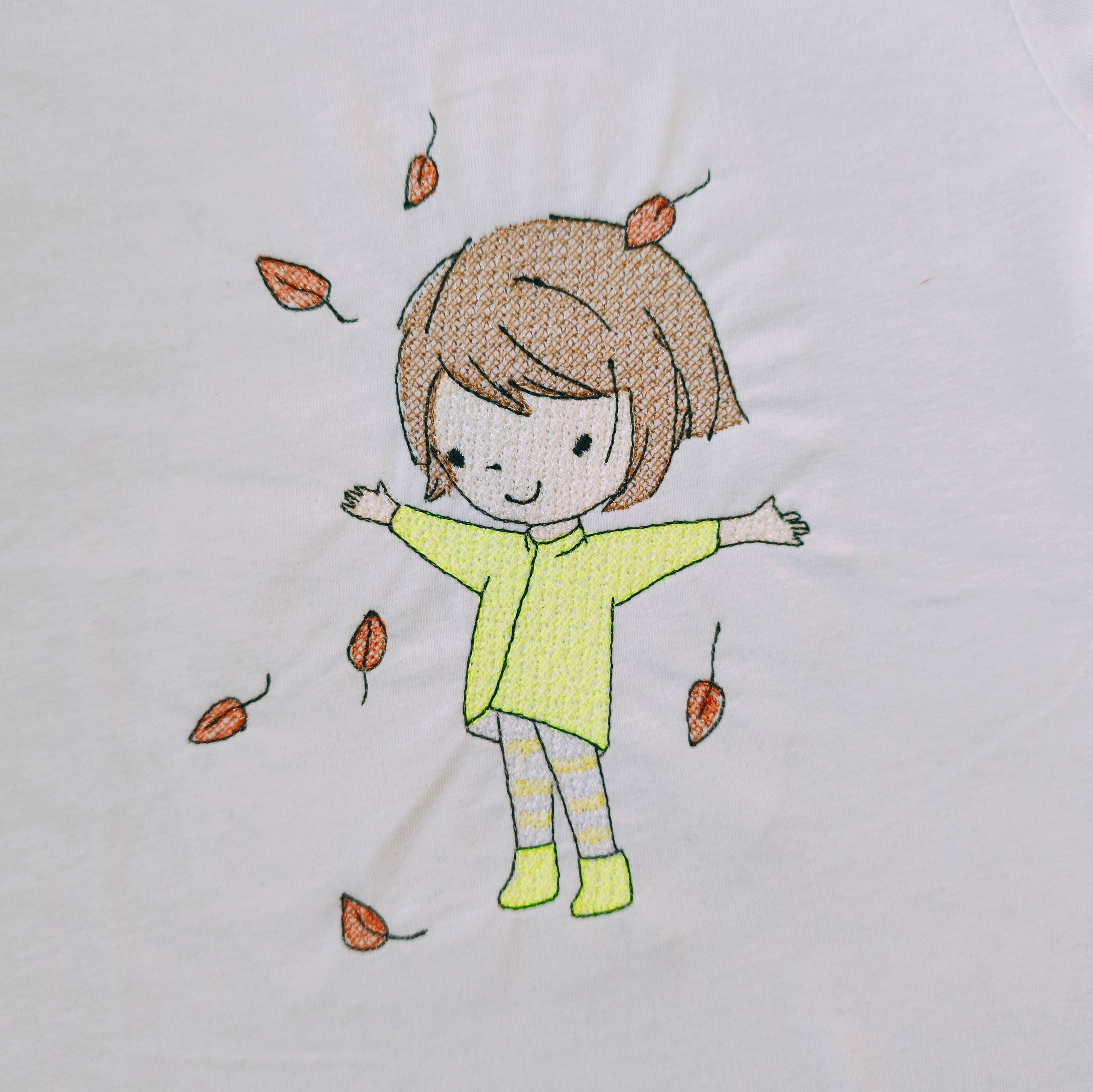 Stickdatei Herbst Mädchen mit Blätter Set 2559 - Sewando