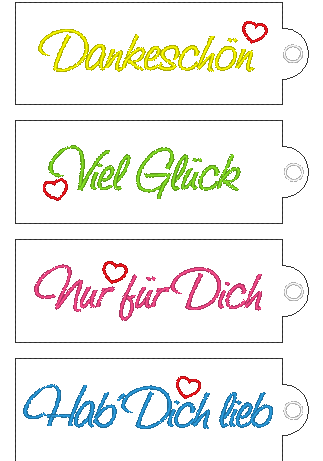 Stickdatei DANKE / MERCI Verpackung 4x - Sewando
