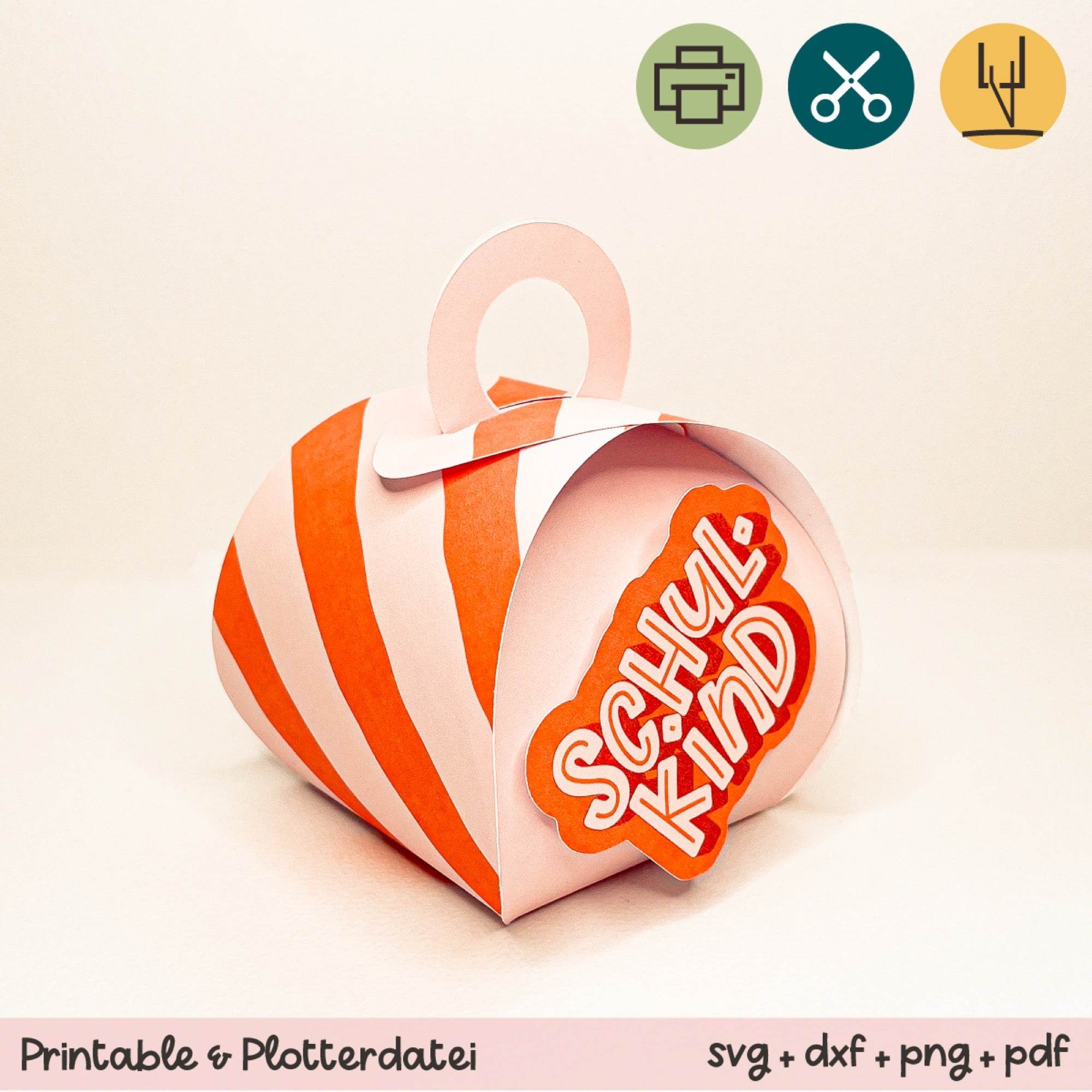 Bunte Geschenkbox Schulkind - Printable (Schere oder Plotter) - Sewando