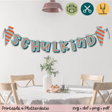 Girlande Schulkind rot / blau - Printable (Schere oder Plotter) - Sewando