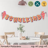 Girlande Schulkind pink / gelb - Printable (Schere oder Plotter) - Sewando