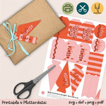 Geschenkanhänger Schulkind / 1. Klasse rosa / rot - Printable (Schere oder Plotter) - Sewando