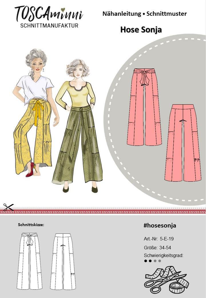 Schnittmuster Damen Hose Sonja Gr. 34-54 + Video - Sewando