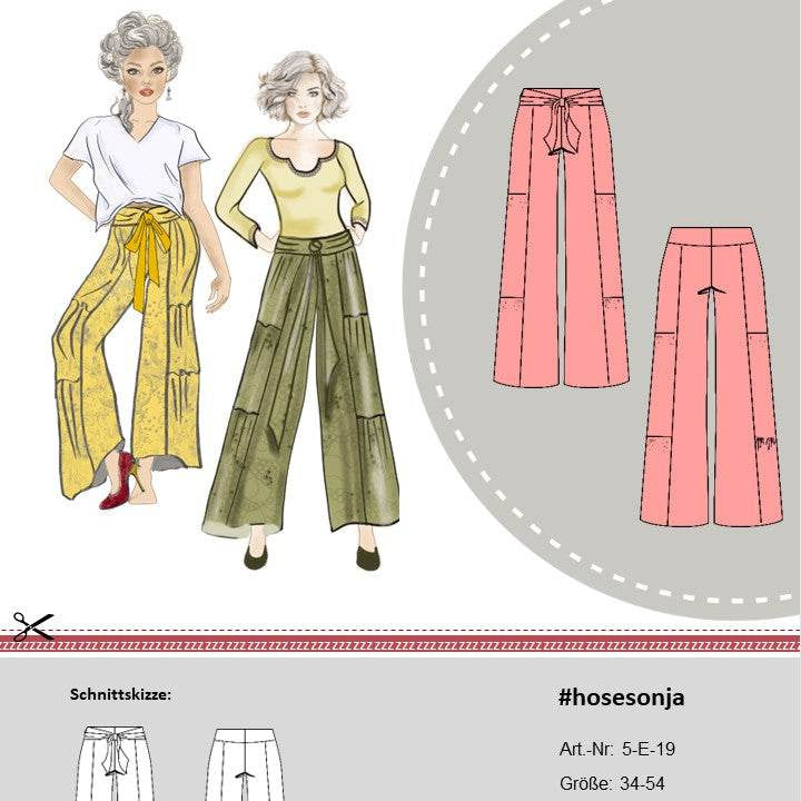 Schnittmuster Damen Hose Sonja Gr. 34-54 + Video - Sewando