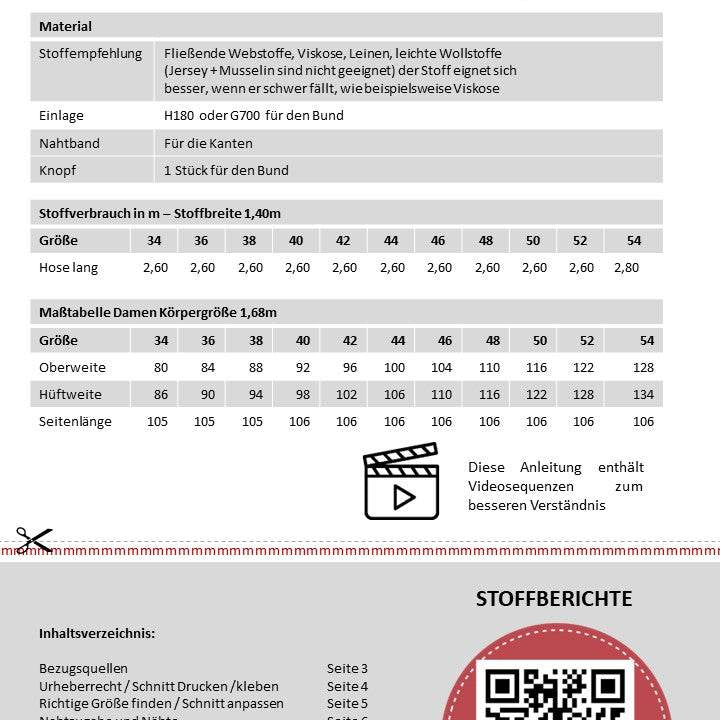 Schnittmuster Damen Hose Madelone Gr. 34-54 Wickelhose - Sewando