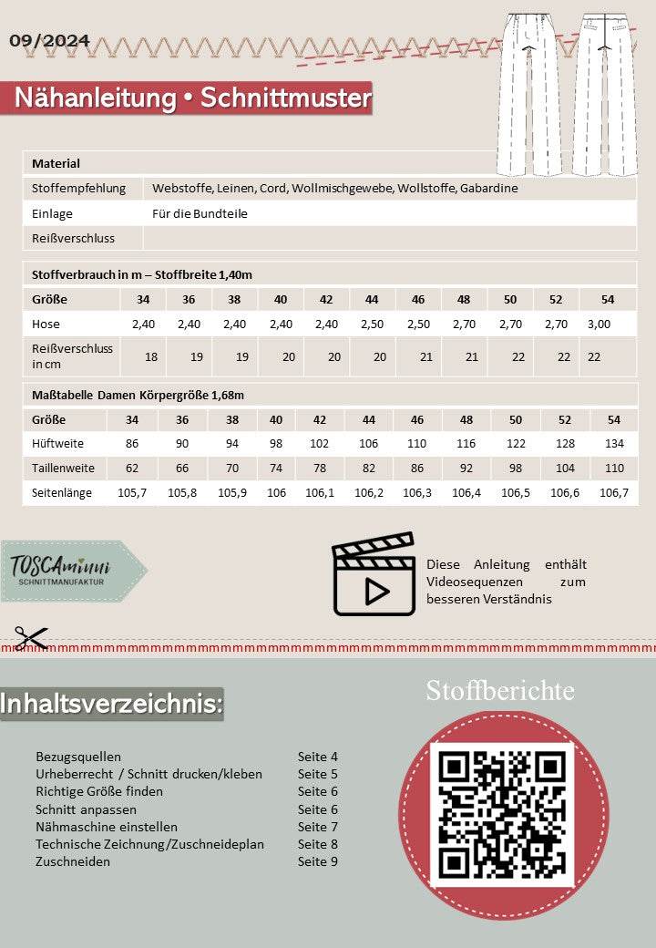 Schnittmuster Damen Hose Susanne Gr. 34-54 - Sewando