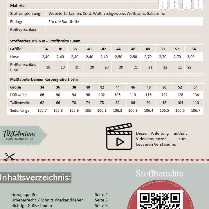 Schnittmuster Damen Hose Susanne Gr. 34-54 - Sewando