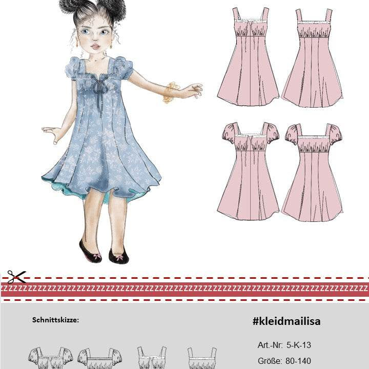 Schnittmuster Kinder Kleid Mailisa minni Gr. 80-140 - Sewando