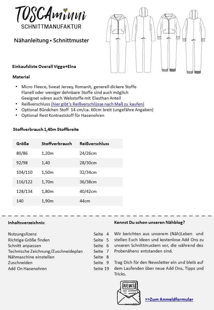 Schnittmuster für Jumpsuit Vigo+Elna Gr. 80-140 - Sewando