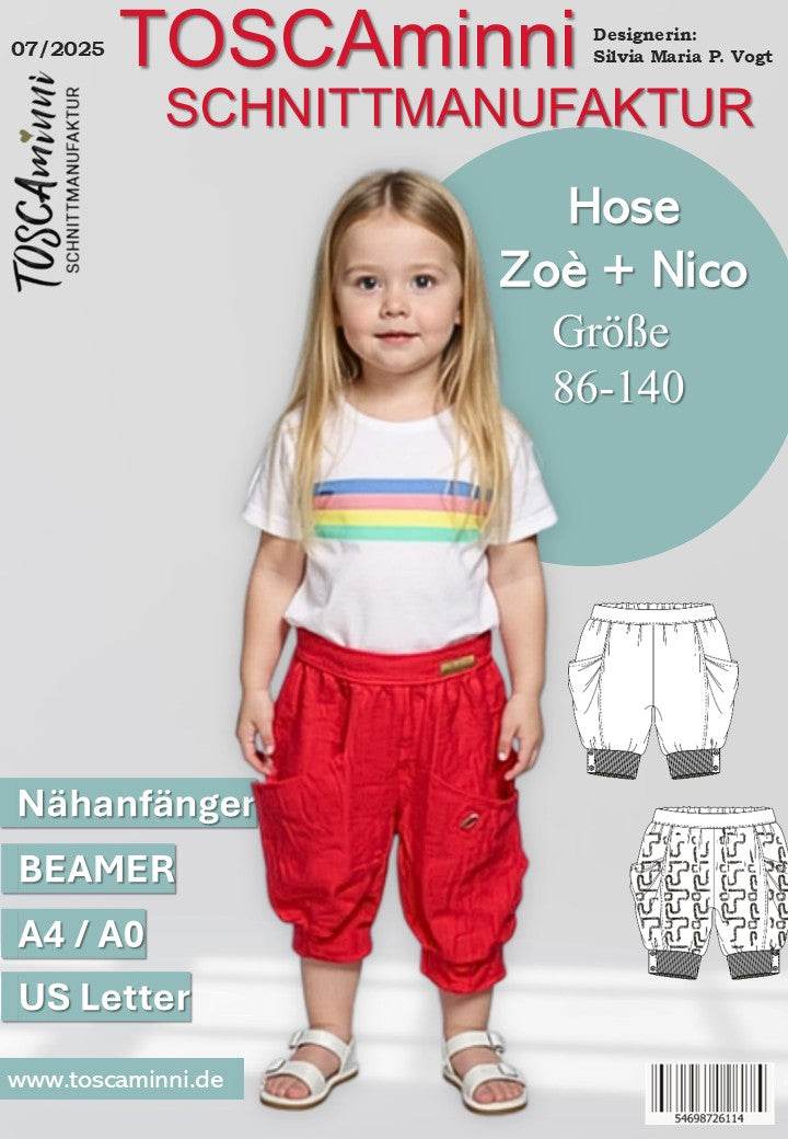 Schnittmuster Kinderhose Zoe+Nico Gr. 86-140 unisex - Sewando