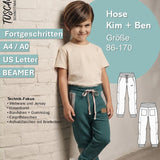 Schnittmuster Kinderhose Kim und Ben, Jogginghose aus Sweat, Gr. 86-170, PDF für A4, A0, US Letter und Beamer