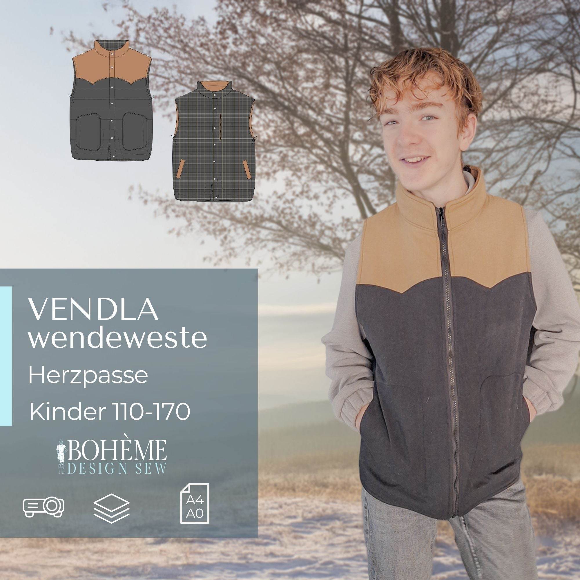 VENDLA.wendeweste | Kinder | 110 - 170 | Schnitt : - Sewando