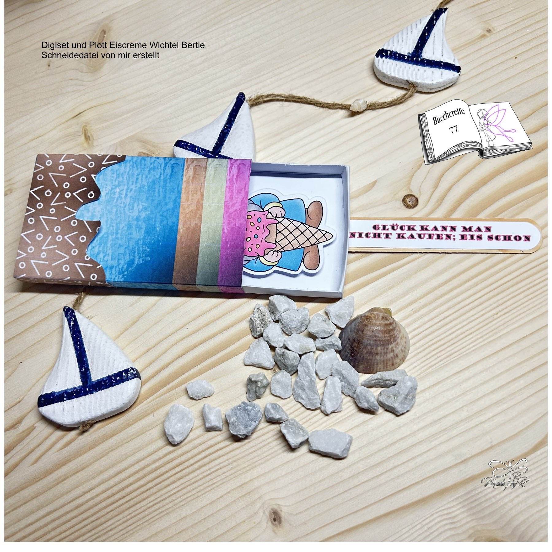 Plotterdatei Eiscreme Wichtel Bertie Sublimation, Digistamp, Digipaper ! - Sewando