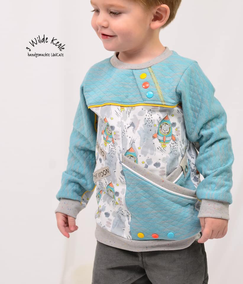 Sweatie Sweatpullover mit coolen Teilungen und Taschen - C: Familien-Sparpaket für 69cm-140cm Körpergröße - Sewando