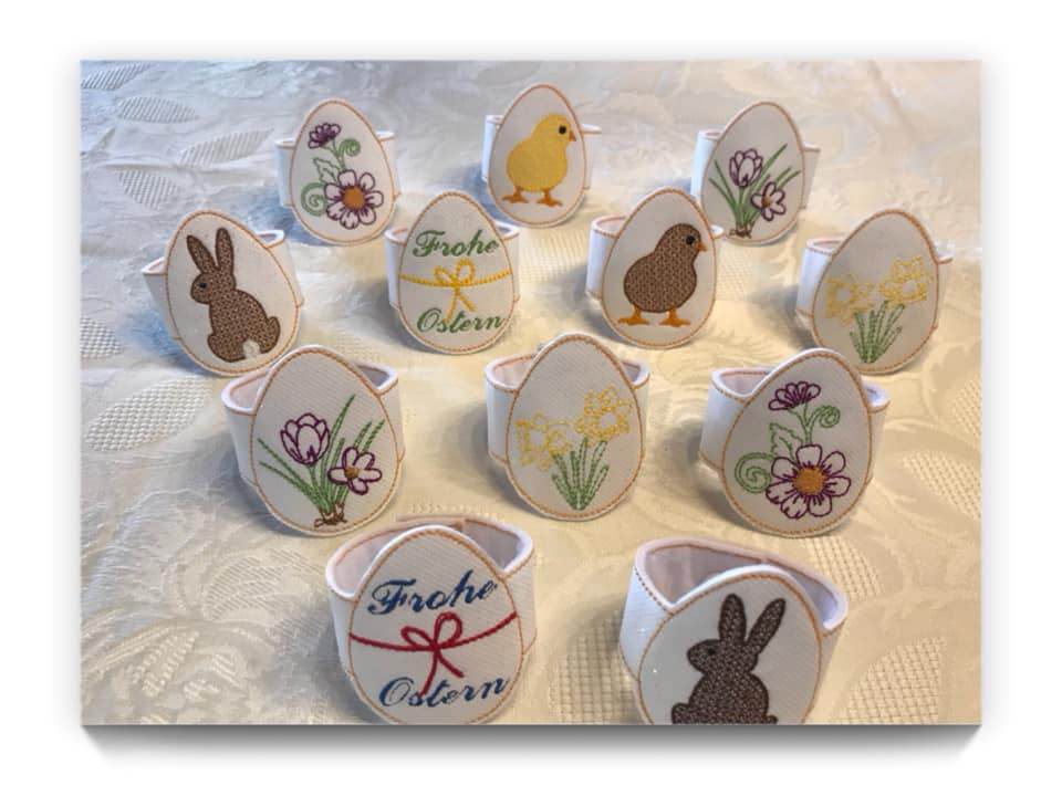 Stickdatei - Serviettenringe Ostern (2 Verschluß-Möglichkeiten / 16 Motive) - Sewando