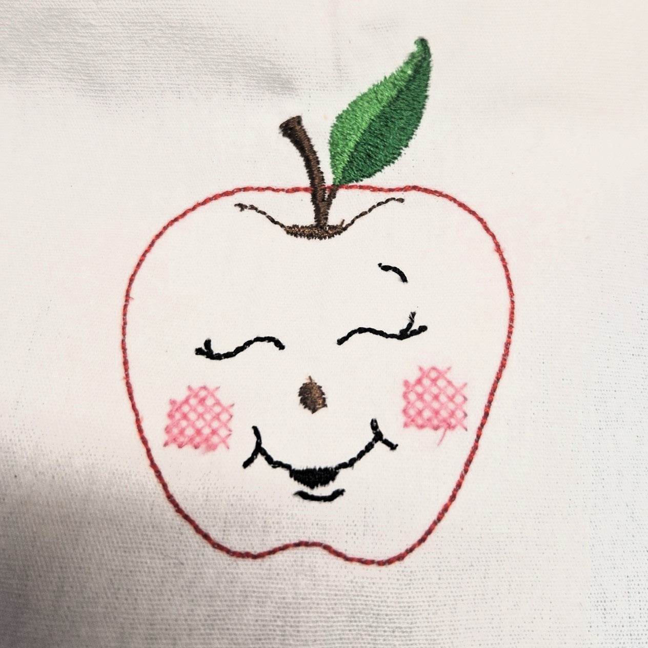 Stickdatei - 6 Äpfel mit Gesichtern (Doodle Applikation) - Sewando