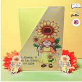 Plotterdatei Sonnenblumen Wichtel Gerda Sublimation, Digistamp, Digipaper ! - Sewando