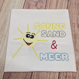 Stickdatei - Spruch "Sonne, Sand und Meer"