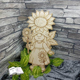 Digistamp Sonnenblumen Wichtel Gerda Sublimation, Plotterdatei, Digipaper ! - Sewando