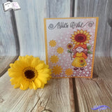 Plotterdatei Sonnenblumen Wichtel Gerda Sublimation, Digistamp, Digipaper ! - Sewando