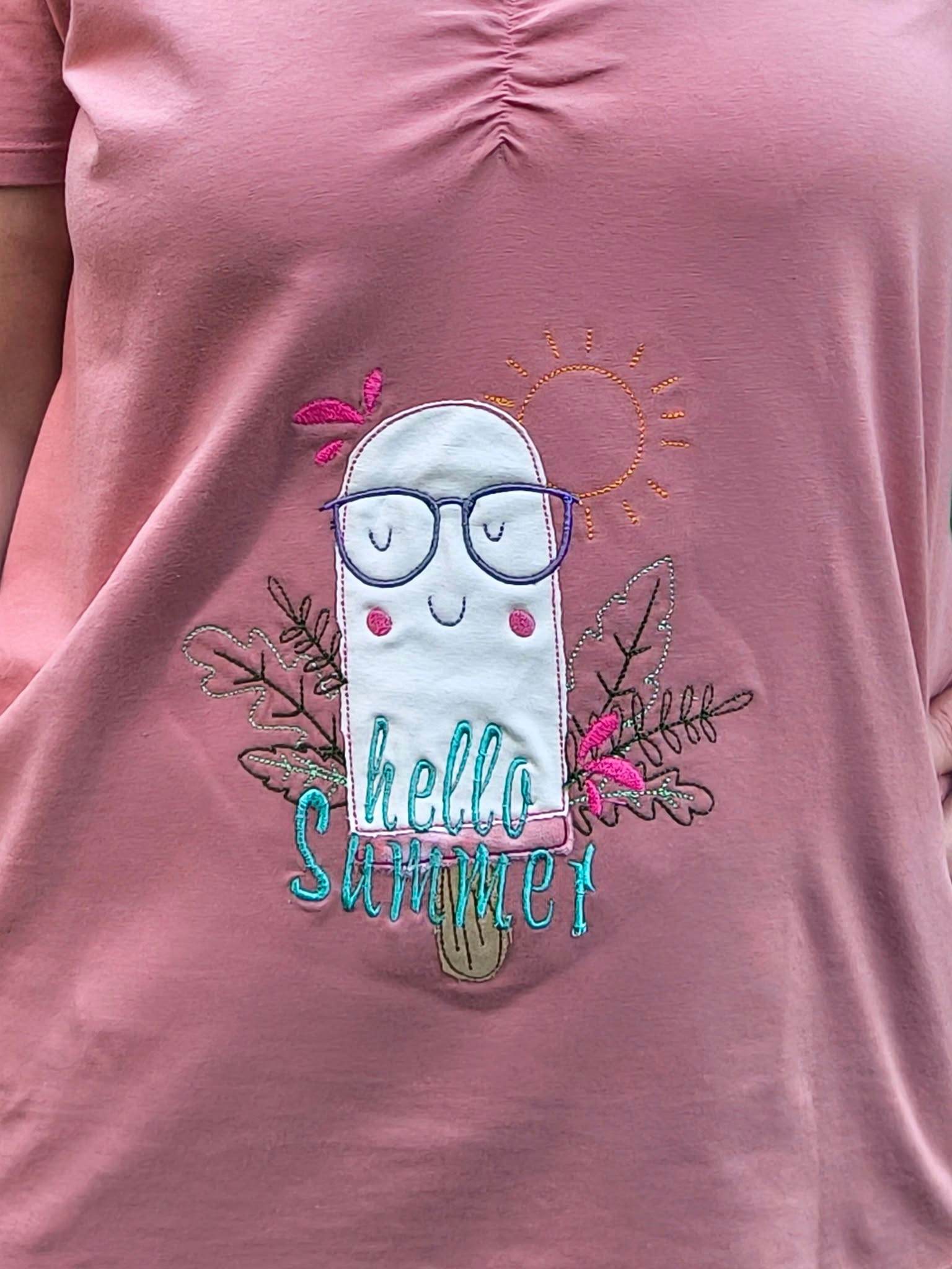 Kombipaket Schnittmuster Main PiniShirt Gr. 80-164 + Stickdatei Hello Summer - Sewando