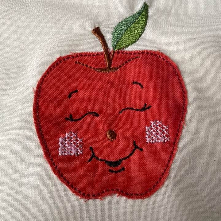 Stickdatei - 6 Äpfel mit Gesichtern (Doodle Applikation) - Sewando