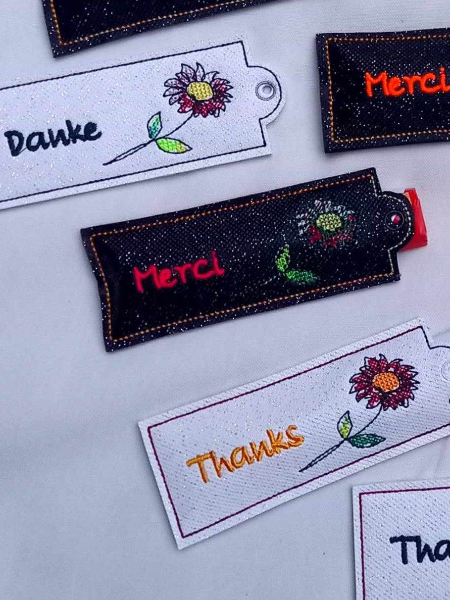 Stickdatei - DANKE / MERCI Verpackung in 3 Sprachen - Sewando