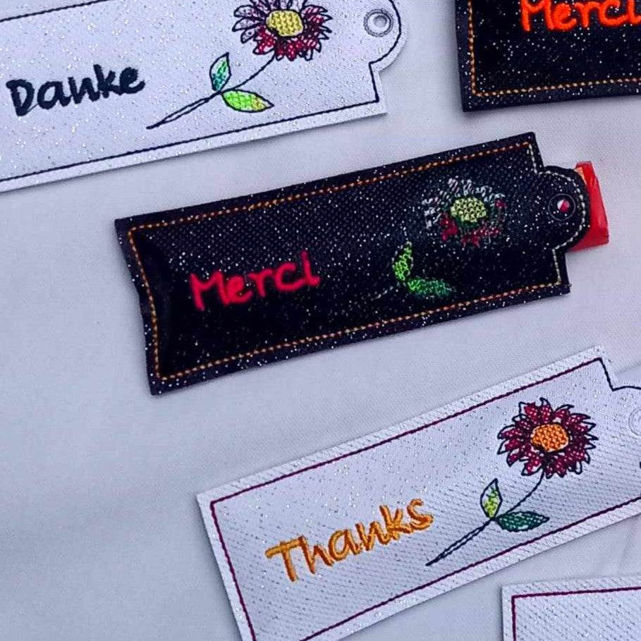 Stickdatei - DANKE / MERCI Verpackung in 3 Sprachen - Sewando
