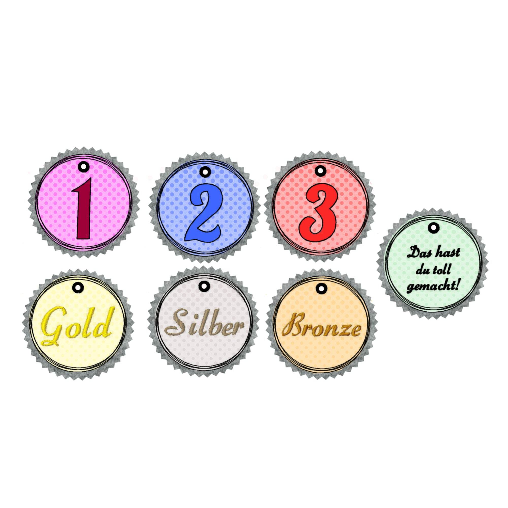 Stickdatei Medaillen - Rahmen ab 10 cm x 10 cm, Siegerehrung, Applikation, Party - Sewando
