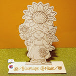 Plotterdatei Sonnenblumen Wichtel Gerda Sublimation, Digistamp, Digipaper ! - Sewando
