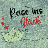 Stickdatei - Spruch "Reise ins Glück"