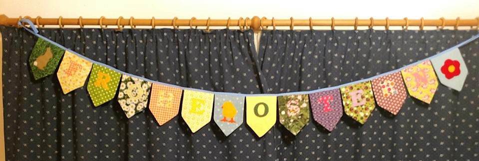Stickdatei - Buchstaben-Wimpelkette A-Z & Motive - Sewando
