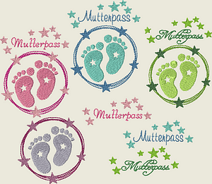 Stickdatei Mutterpass Stern Babyfüsse Doodle 514 - Sewando