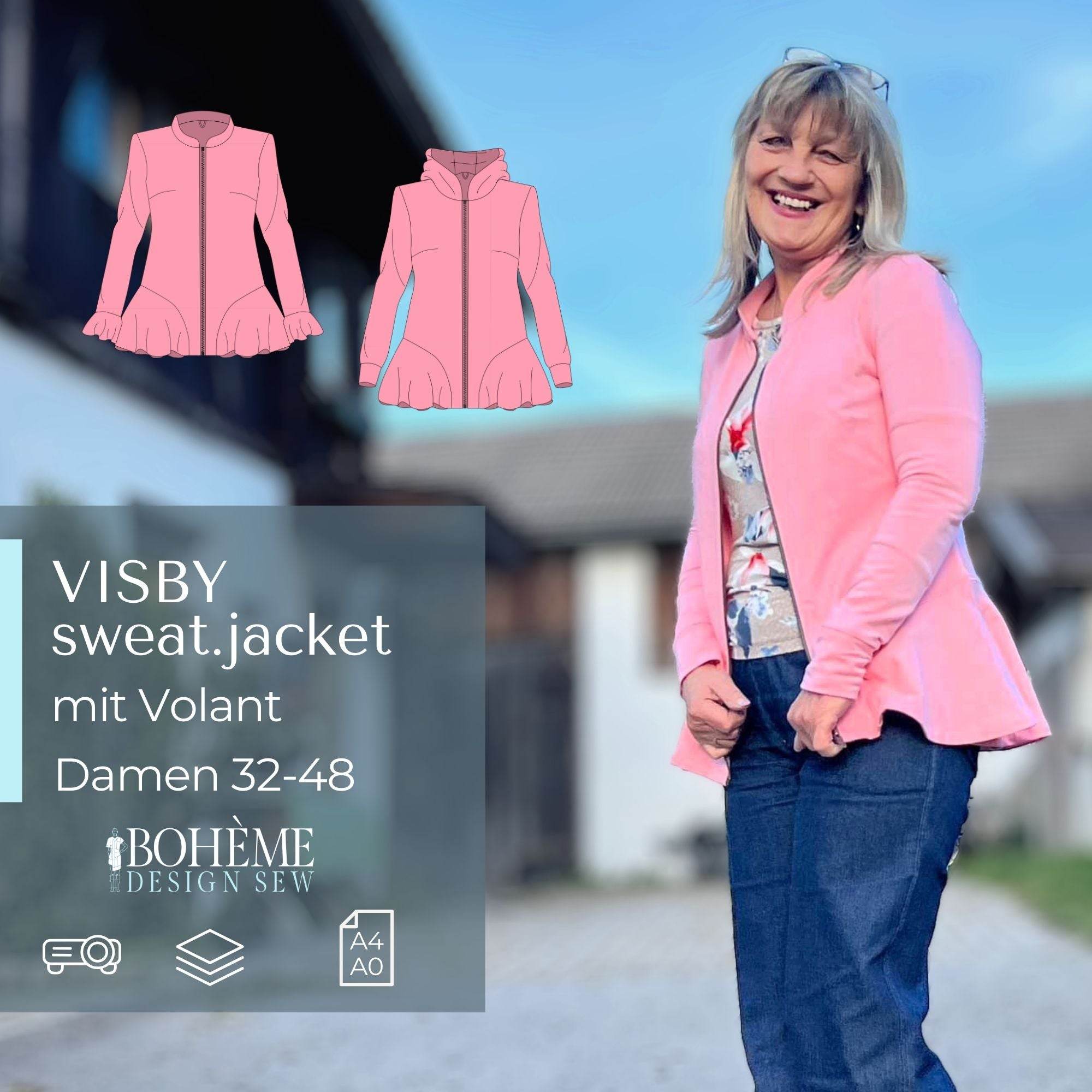 VISBY.sweatjacke | Damen | 32-48 | Schnitt : - Sewando