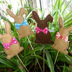 Stickdatei - ITH Blumenstecker / Stabfiguren Hase, Schmetterling und Vogel - Sewando