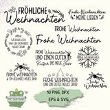 Weihnachts-Plotterdateien - 10 Schriftzüge Frohe Weihnachten als SVG, PNG, EPS & DXF - Sewando