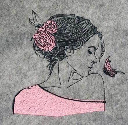 Doodle Frau „Isabella“ Stickdatei – zarte Eleganz mit einem Hauch Romantik für deine Stickmaschine - Sewando