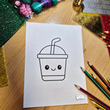 Plotterdatei Kawaii Becher, Sublimation, Digistamp