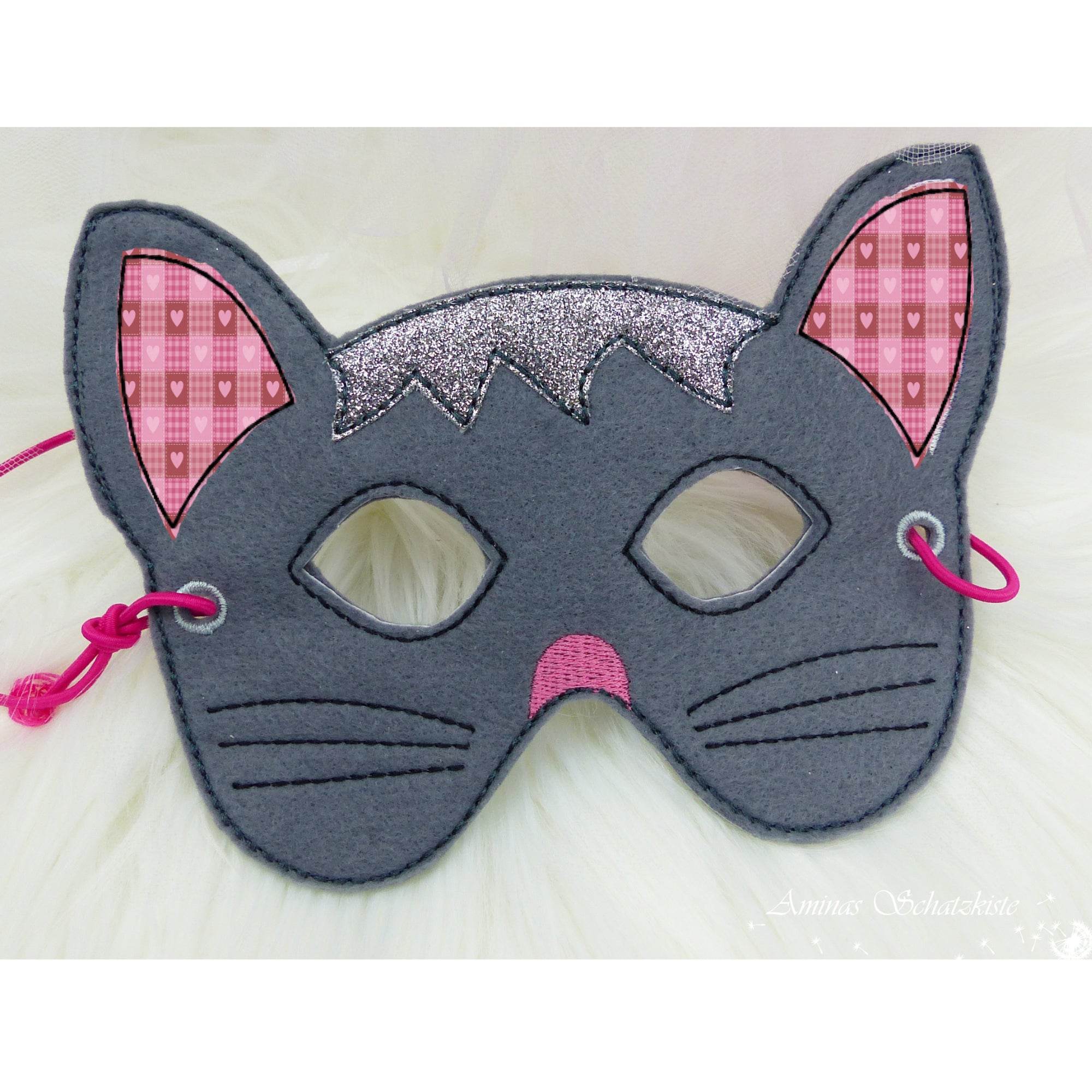 Stickdatei Maske Katze für den Rahmen ab 13 cm x 18 cm, Fasching, Party, Kind, Karneval - Sewando