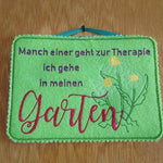 Stickdatei Schild - Therapie Garten - Sewando