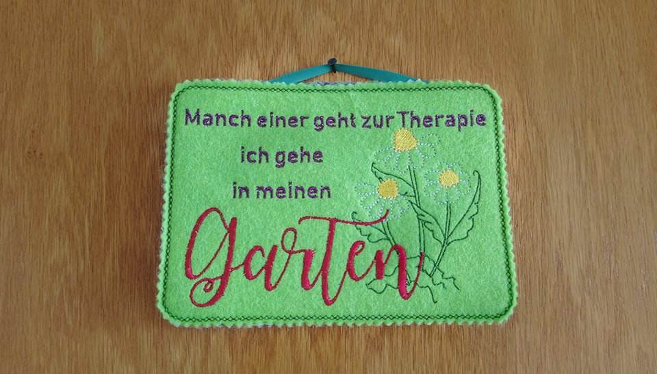 Stickdatei Schild - Therapie Garten - Sewando